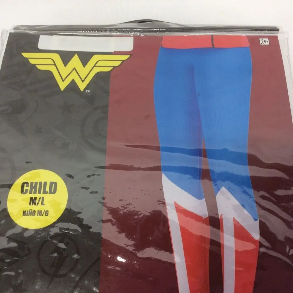 DC WonderWoman Leggings Girls Size M/L (Up to Size 14) Costume Cosplay